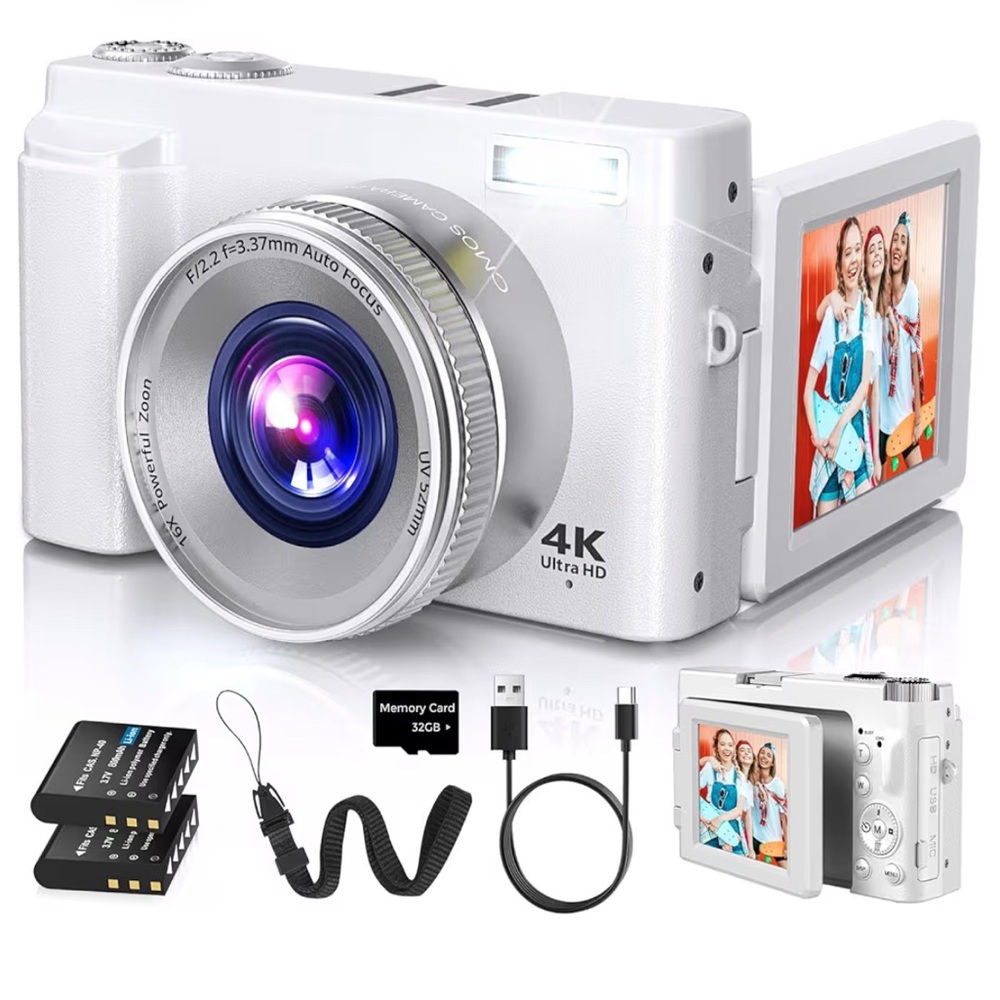 New in box 4K Digital Camera for Photography Autofocus
- White